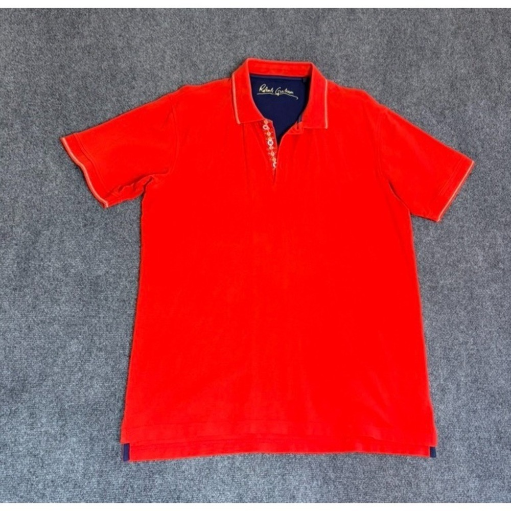 Robert Graham Polo Shirt‎ Men's Red Golf Casual Cotton Short Sleeve Size L